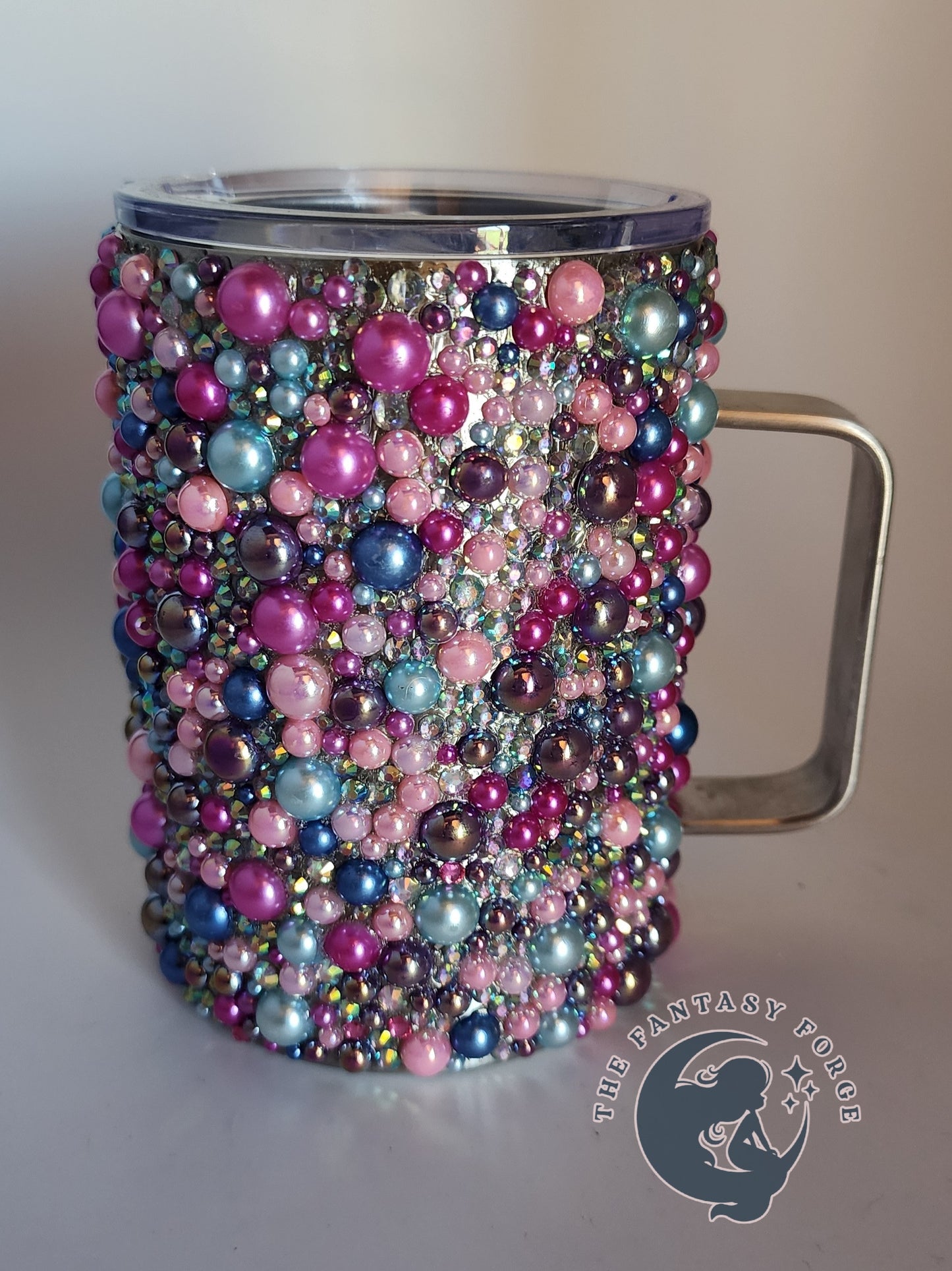 16oz Insulated Rhinestone/Pearl Tumbler - Pinks and Blues